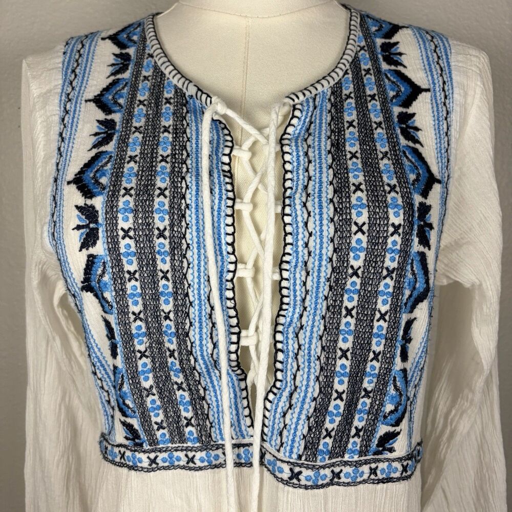 Melissa Odabash Embroidered Swim CoverUp Mini Dress Size XS Millie White Blue - Picture 3 of 10